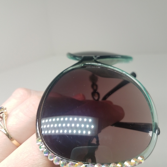 Green Rhinestone Sparkle Sunglasses - Picture 7 of 15